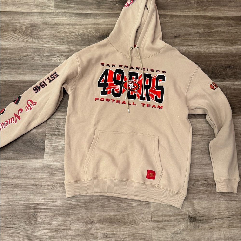 49ers Football Team Beige Hoodie